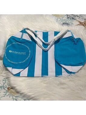 2 for $12 from my closet-Pureology Aqua and White Striped Tote